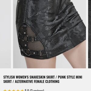 Black Snakeskin Punk Mini Skirt